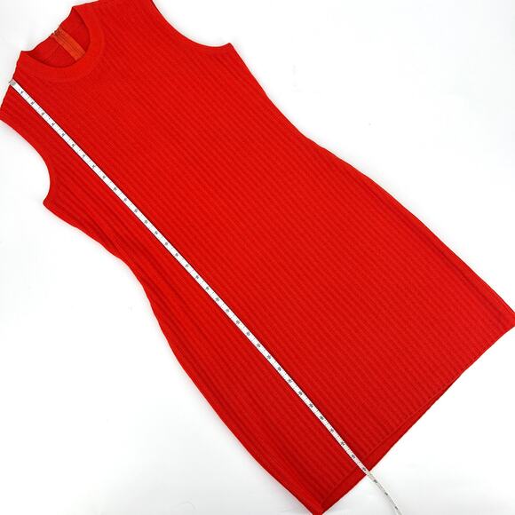 St. John by Marie Gray Vintage Orange Red Knit Sleeveless Back Zip Dress Size 4 - Picture 7 of 10
